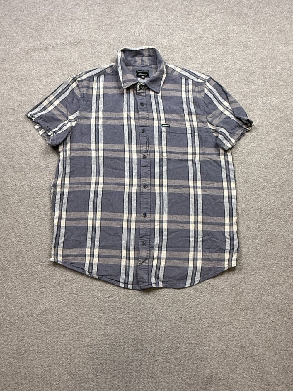 Brixton Button Up Shirt Men's Size M Gray Short Sleeve Streetwear